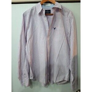 American Eagle outfitters button up dress shirt blue /pink/white Large